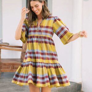 Plaid Dress with Yellow and Red Accents by Sunshine Tienda